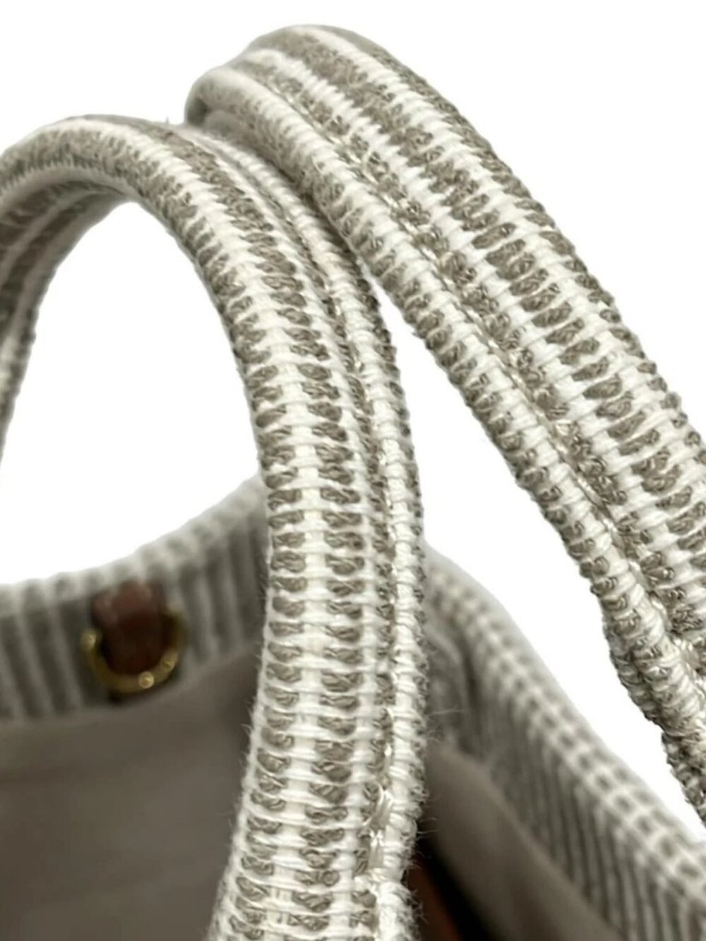 CELINE Small Hippopotamus 199162FEE.02BG White Gray Brown Textile Calf Skin - Picture 7 of 15